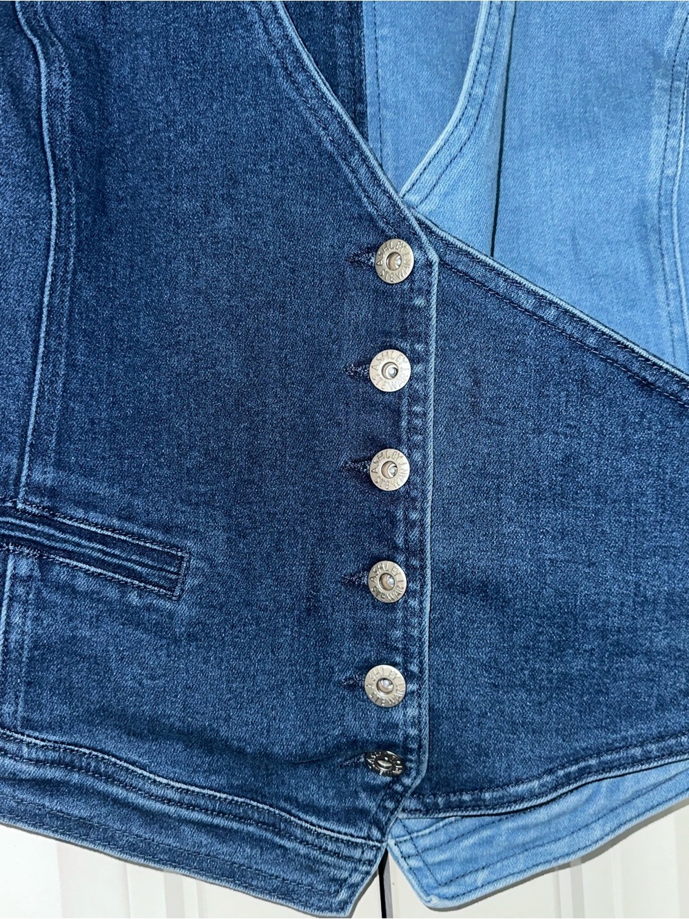 Denim Color block Vest - Picture 3 of 4